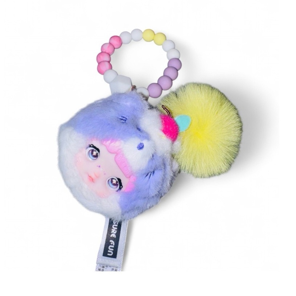 100% Sweetness Nommi “Taro With Cream” Women’s Silicone Beaded Keychain and Pom🩷